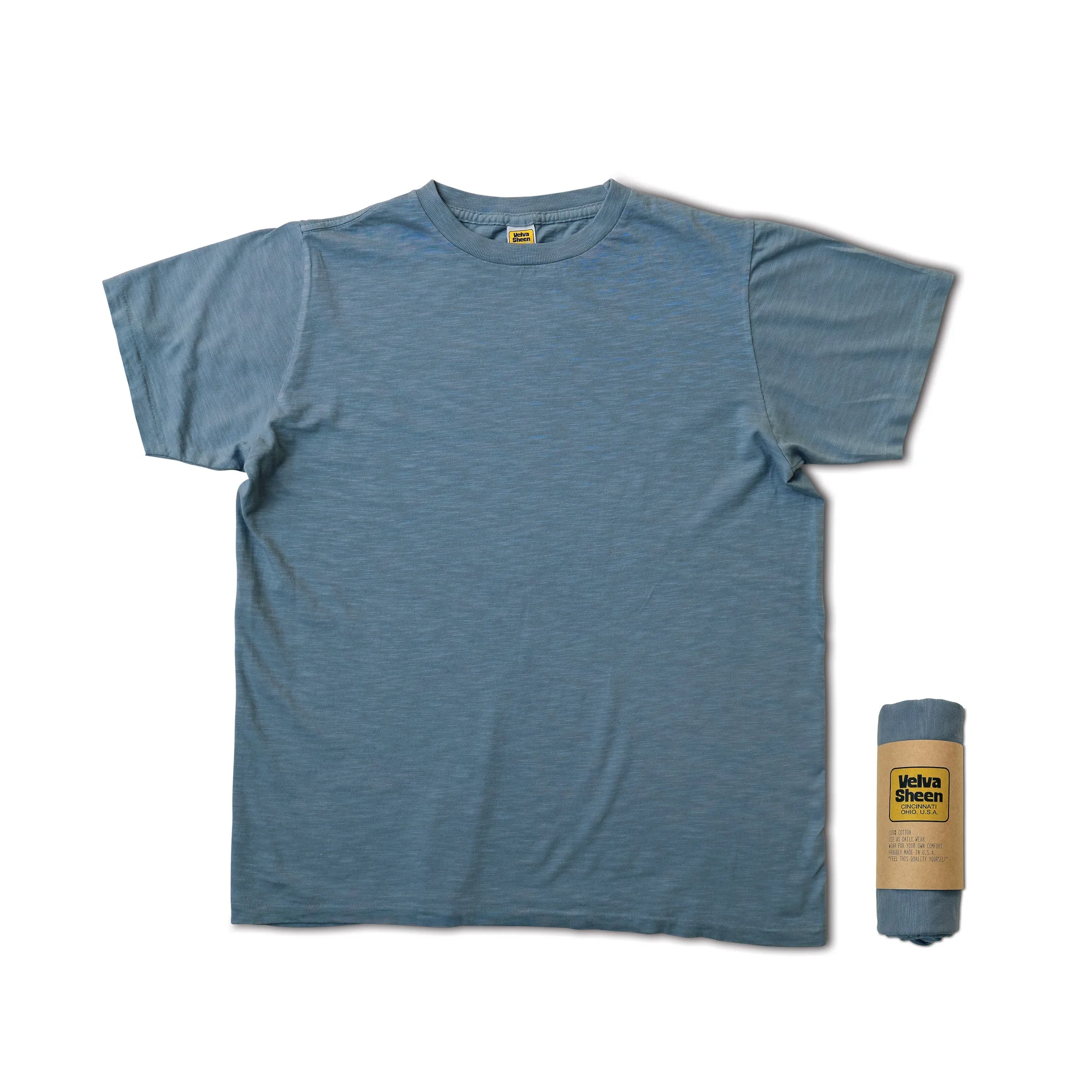 Rolled Short sleeve Crew neck Tee / Stormy Sea sold by Velva Sheen