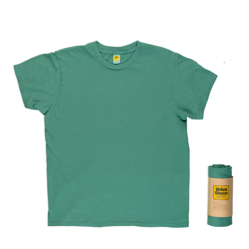 Rolled Short sleeve Crew neck Tee / Foggy Green sold by Velva Sheen