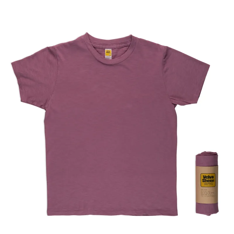 Rolled Short sleeve Crew neck Tee / Plum sold by Velva Sheen