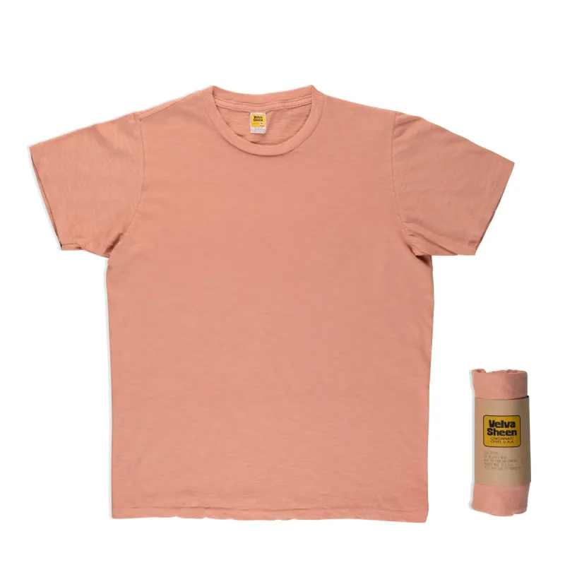 Rolled Short sleeve Crew neck Tee / Orange Beige sold by Velva Sheen