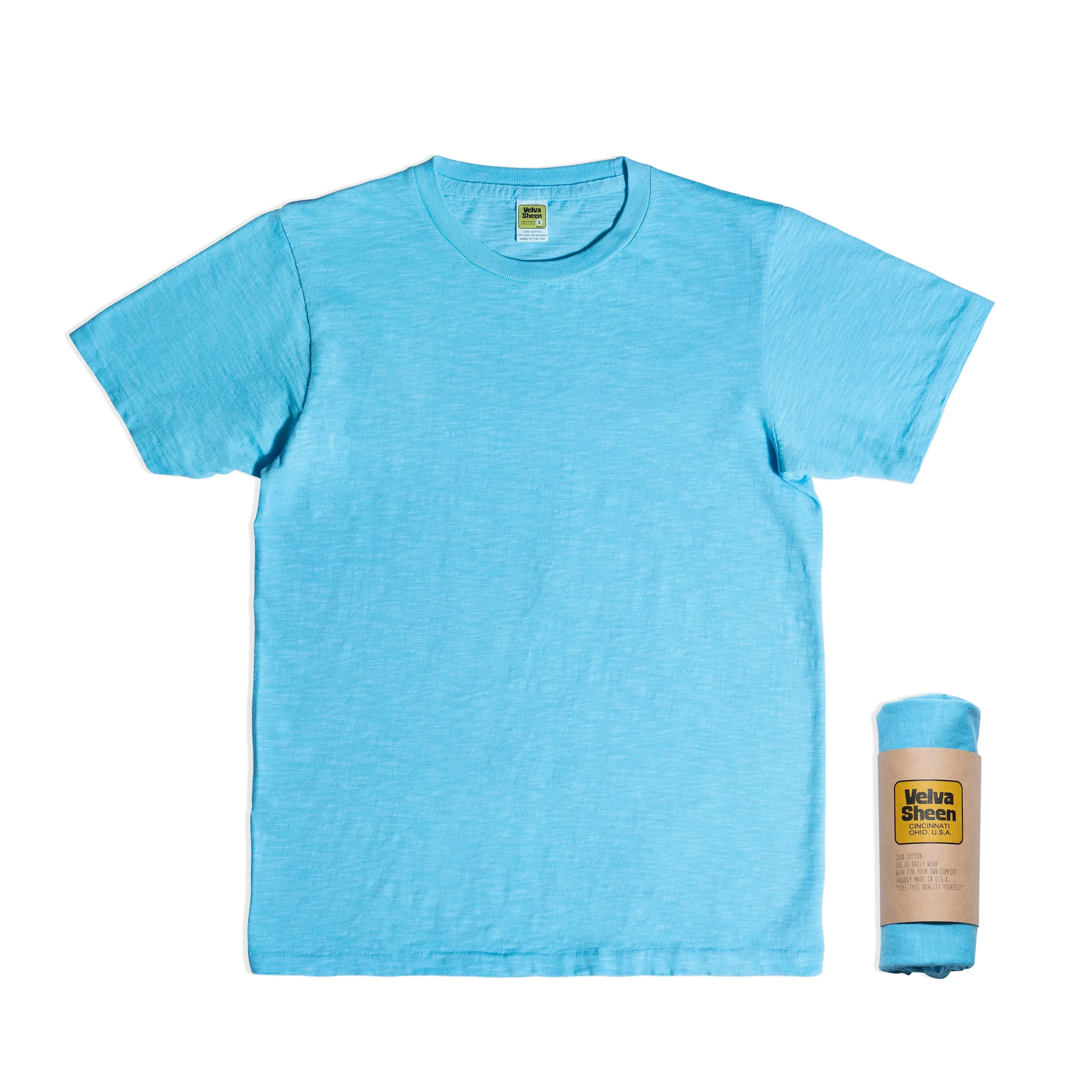 Rolled Short sleeve Crew neck Tee / Rain sold by Velva Sheen