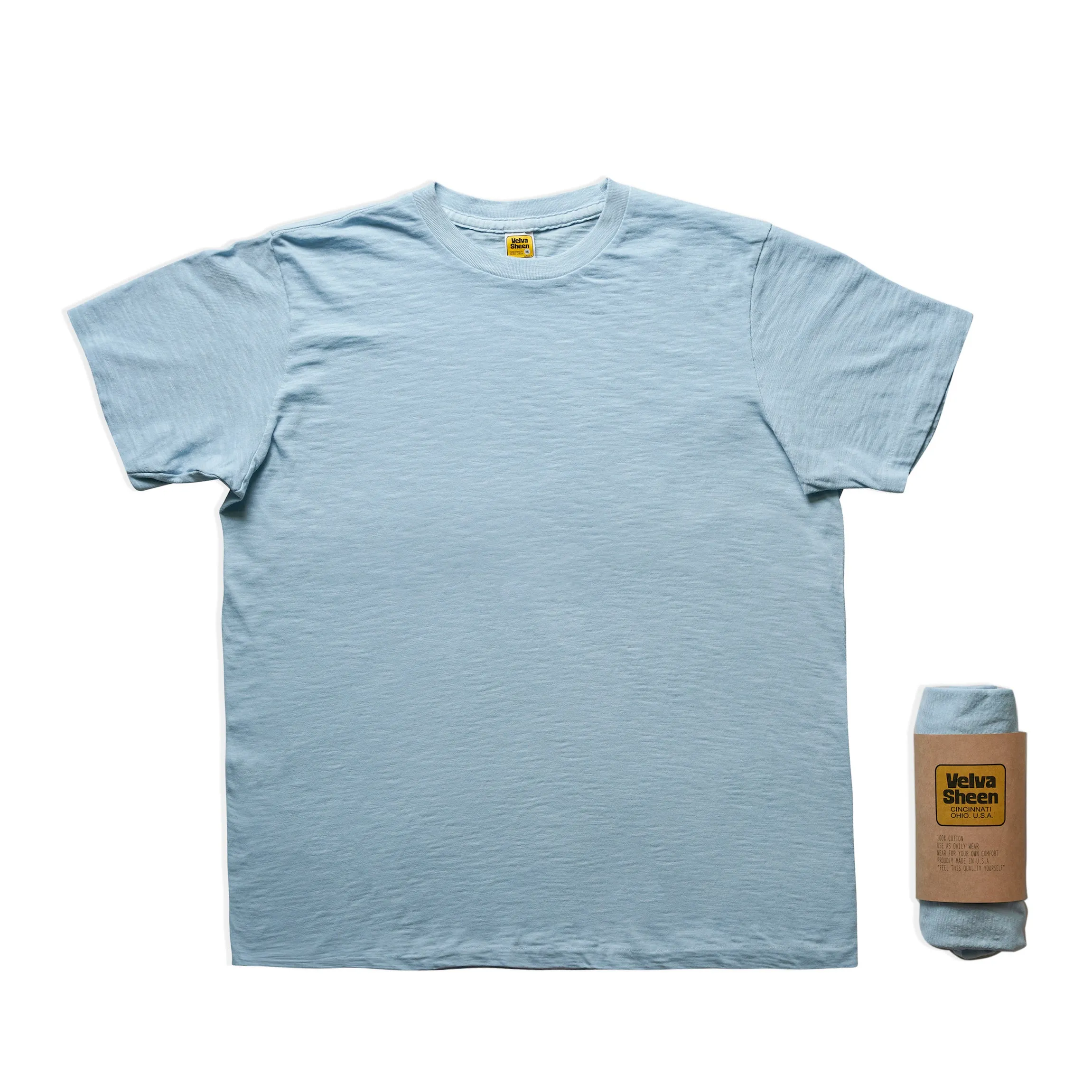 Rolled Short sleeve Crew neck Tee / Frost Blue sold by Velva Sheen