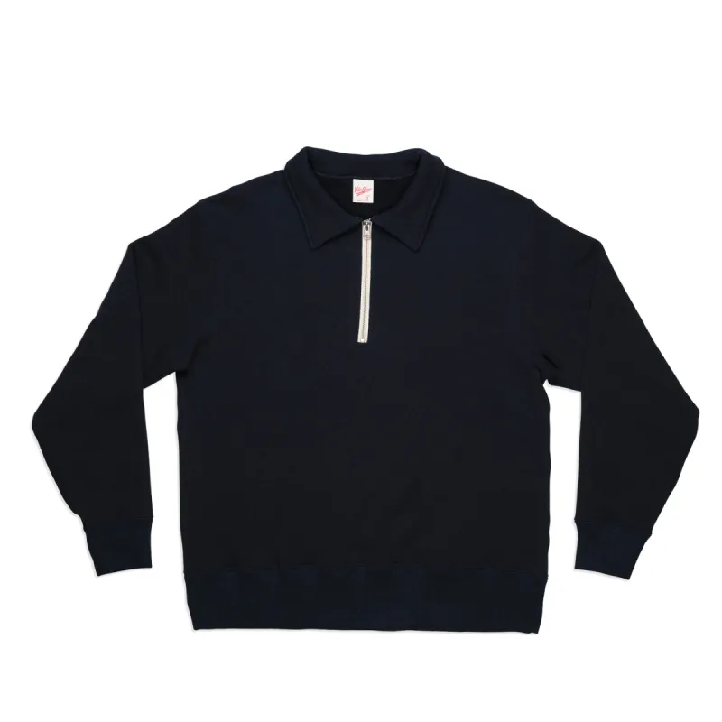 Loopwheeler Half-zip Sweat / Navy made by Velva Sheen