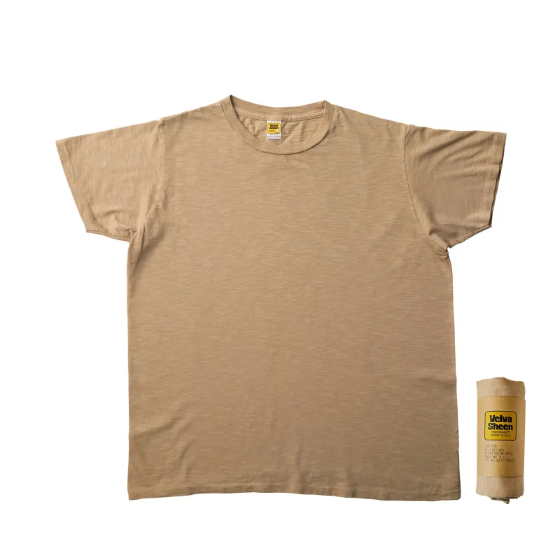 Rolled Short sleeve Crew neck Tee / Smokey Beige sold by Velva Sheen
