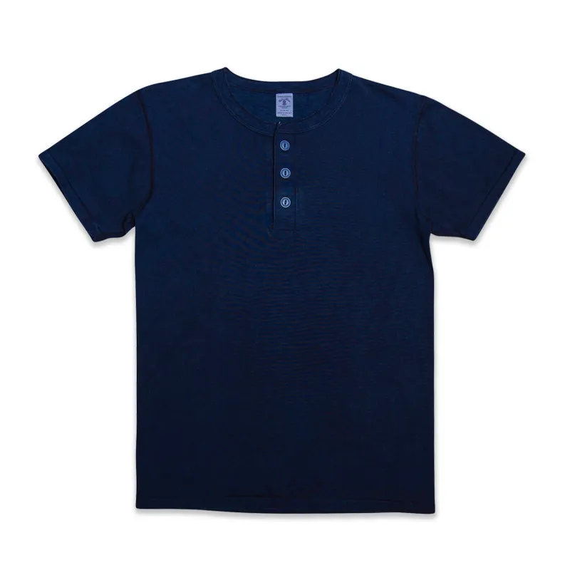 Indigo Henley Tee / Blue Indigo sold by Velva Sheen