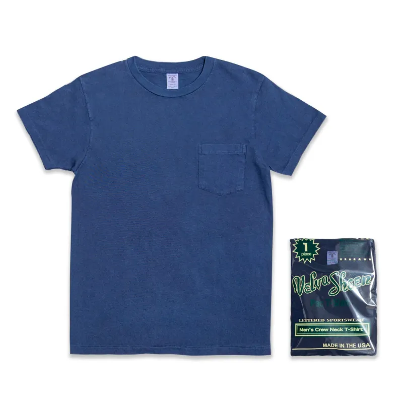 Indigo 1 Pac Short sleeve Crew neck Tee w/pocket / Blue Indigo made by Velva Sheen