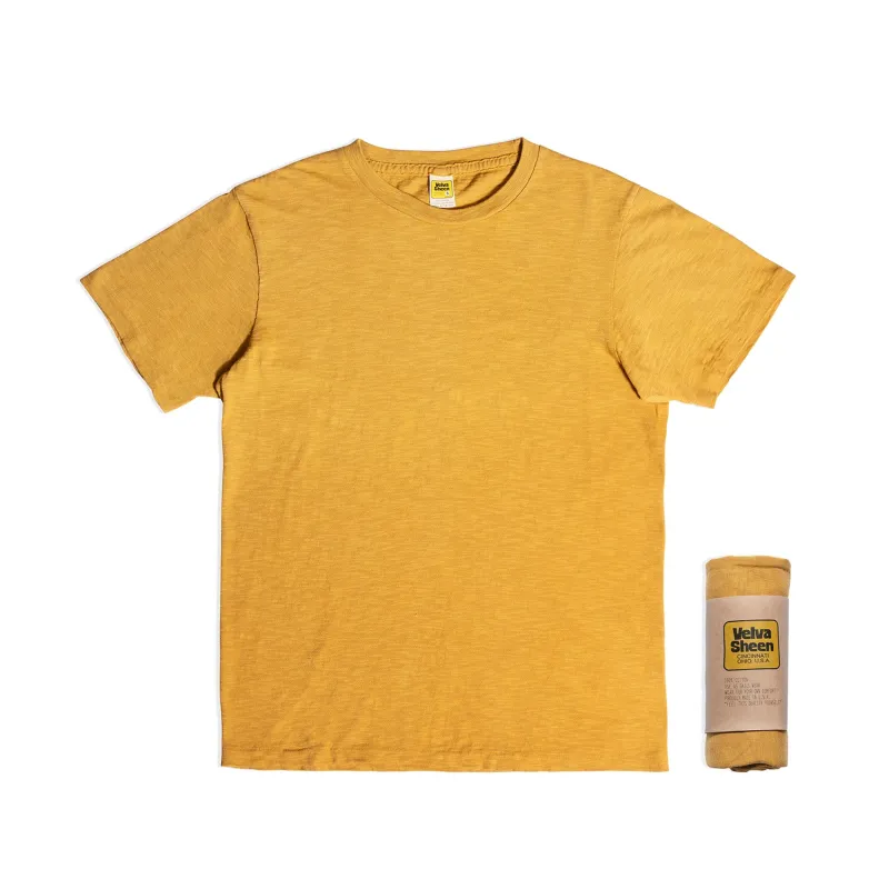 Rolled Short sleeve Crew neck Tee / Mustard sold by Velva Sheen