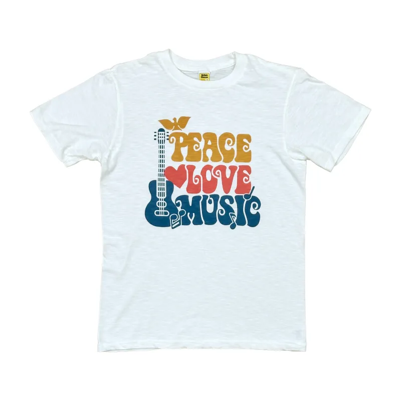 Graphic Tees / Peace,Love,Music / White sold by Velva Sheen