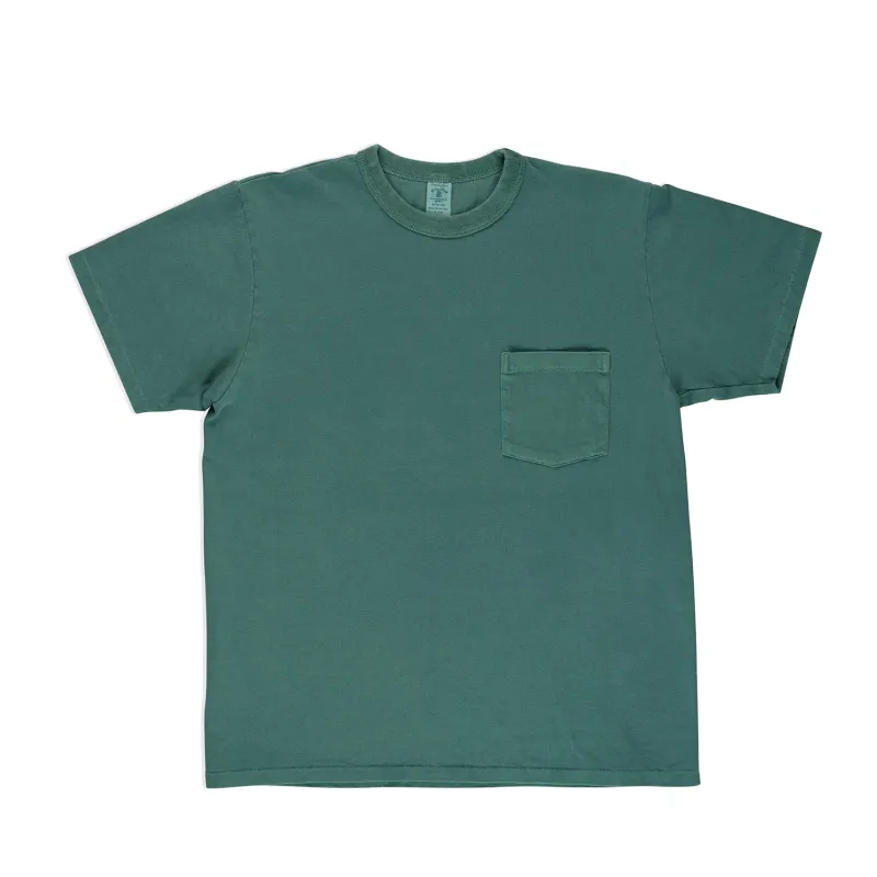 Pigment S/S C/N Tee w/PKT / Foggy Green sold by Velva Sheen