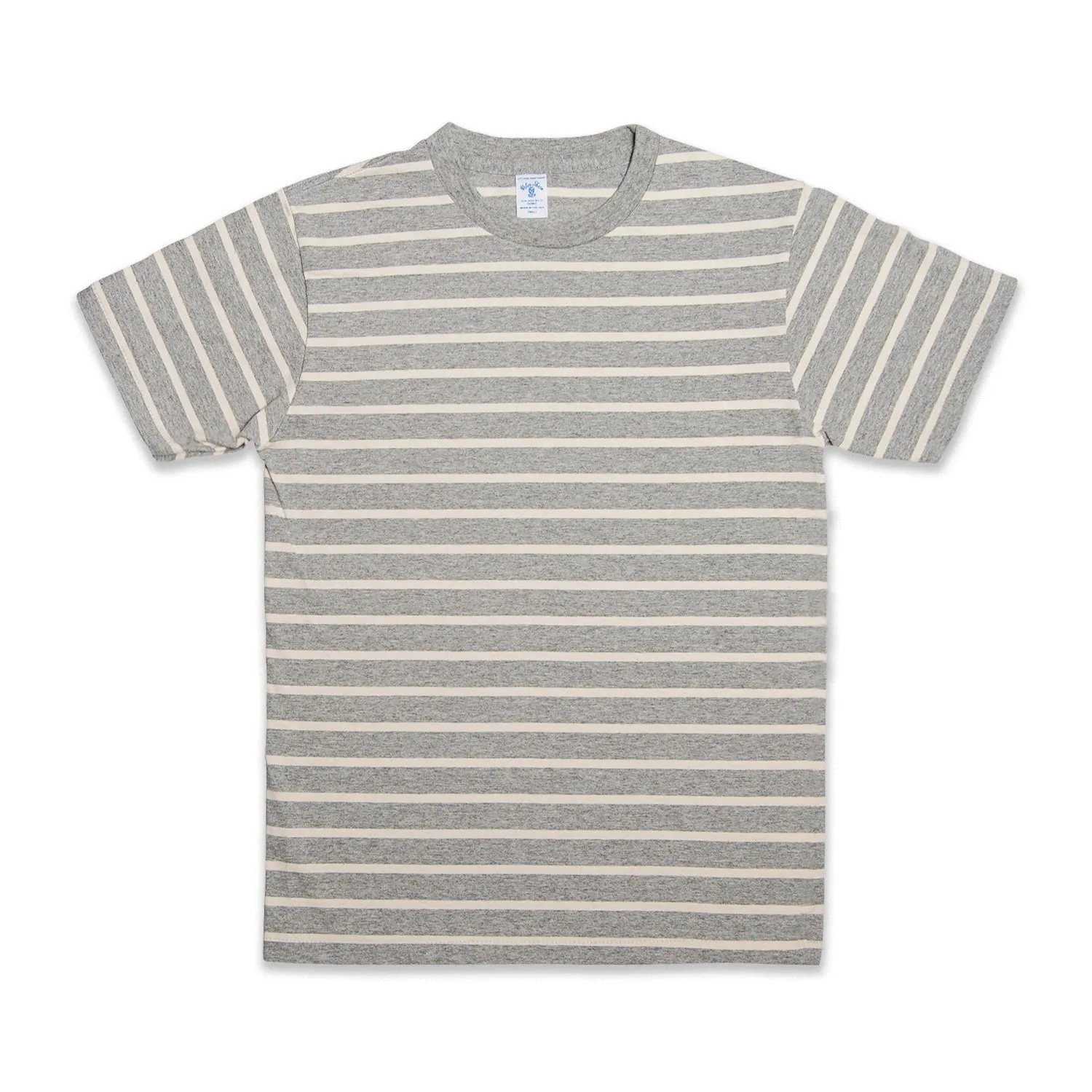 Uneven Stripe S/S C/N Tee / H.Grey/Oatmeal sold by Velva Sheen