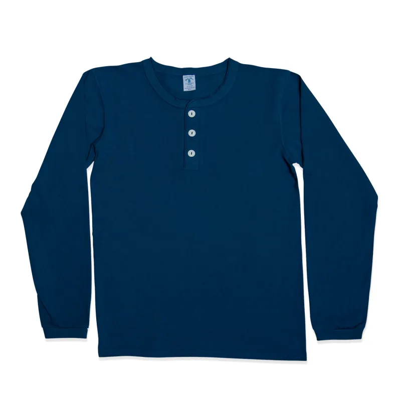 L/S Henley Tee / Navy made by Velva Sheen