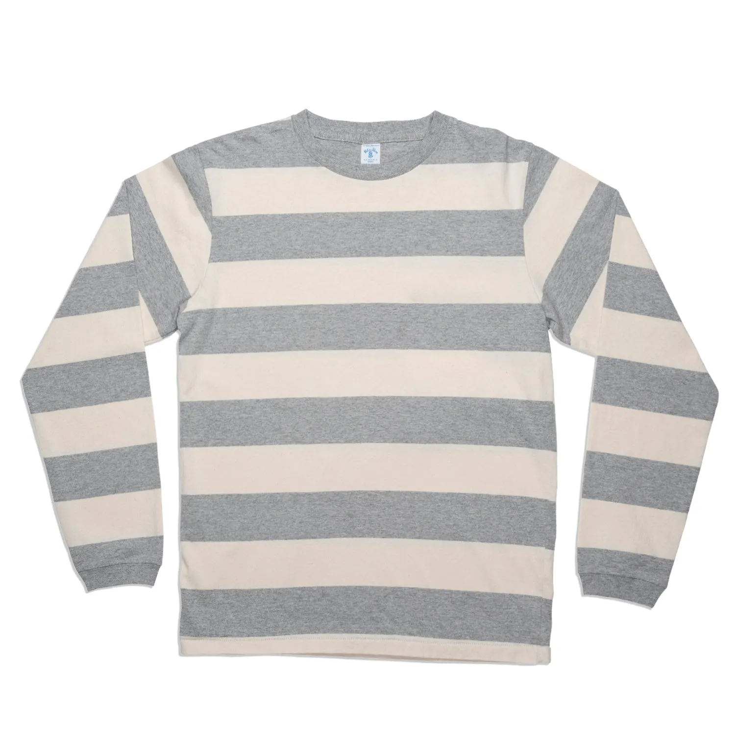Wide Stripe L/S C/N Tee / H.Grey/Oatmeal sold by Velva Sheen