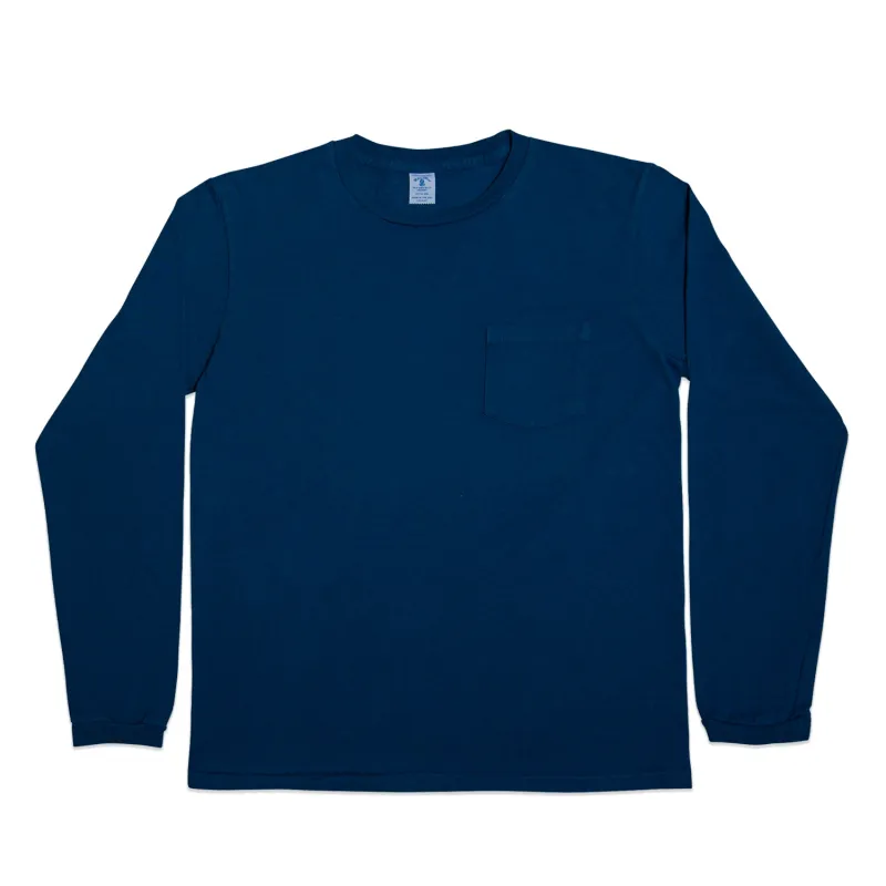 Long sleeve Crew neck Tee w/pocket / Navy sold by Velva Sheen