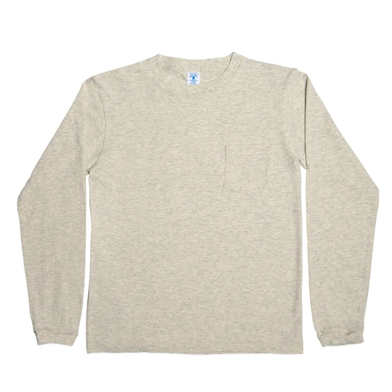 Long sleeve Crew neck Tee w/pocket / Oatmeal made by Velva Sheen