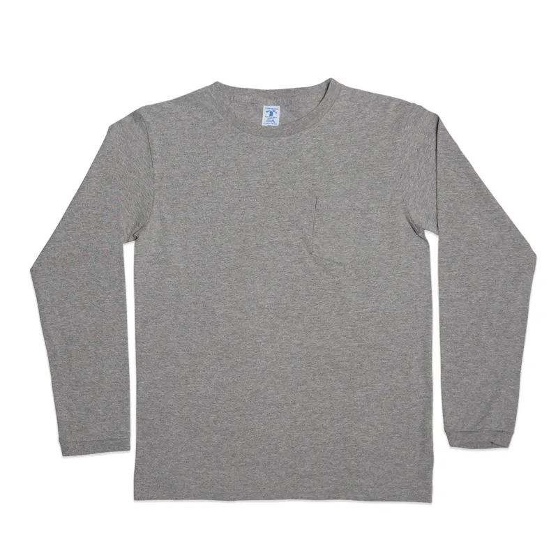 Long sleeve Crew neck Tee w/pocket / H.Grey sold by Velva Sheen