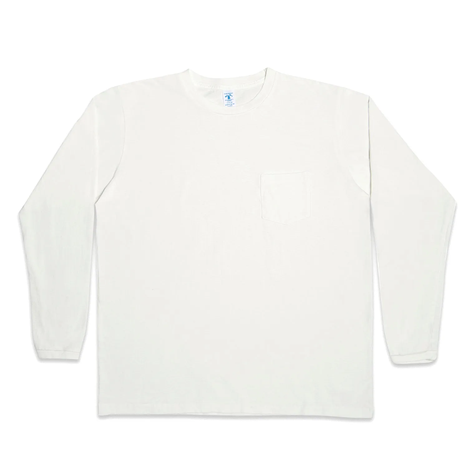 Long sleeve Crew neck Tee w/pocket / White sold by Velva Sheen