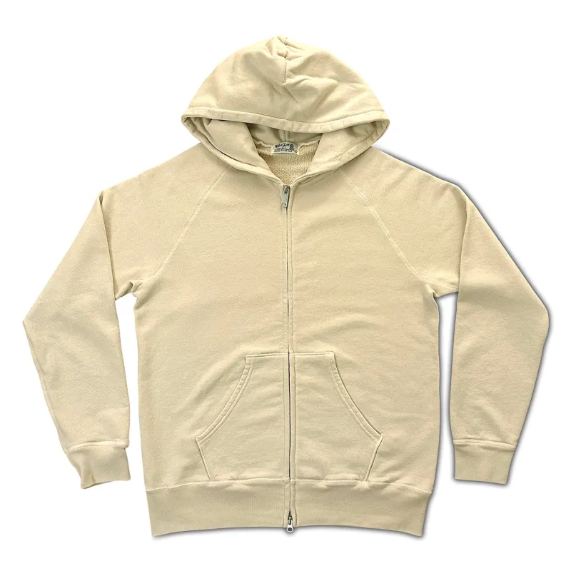 Pigment Hooded W-Zip Sweat / Oatmilk made by Velva Sheen