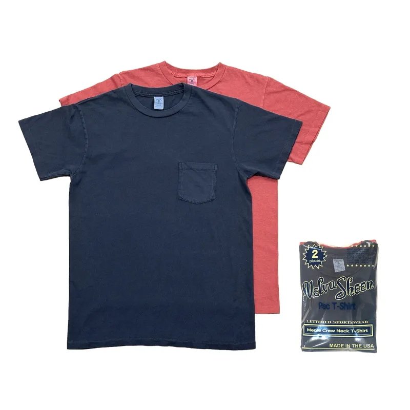 Pigment 2 Pac Short sleeve Crew neck Tee w/pocket / Navy_Red sold by Velva Sheen