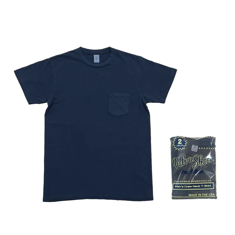 Pigment 2 Pac Short sleeve Crew neck Tee w/pocket / Navy_Navy sold by Velva Sheen