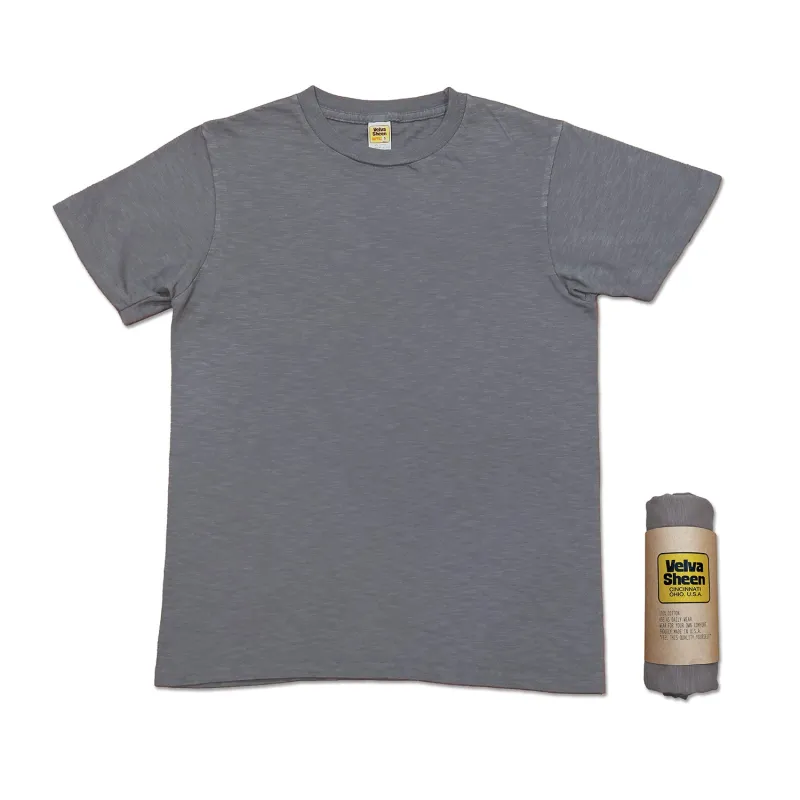 Rolled Short sleeve Crew neck Tee / Gunmetal made by Velva Sheen
