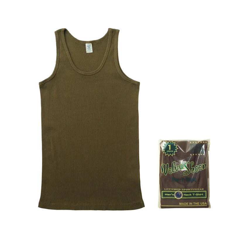 Classic 1 Pac Ribbed Tank /Olive Drab made by Velva Sheen