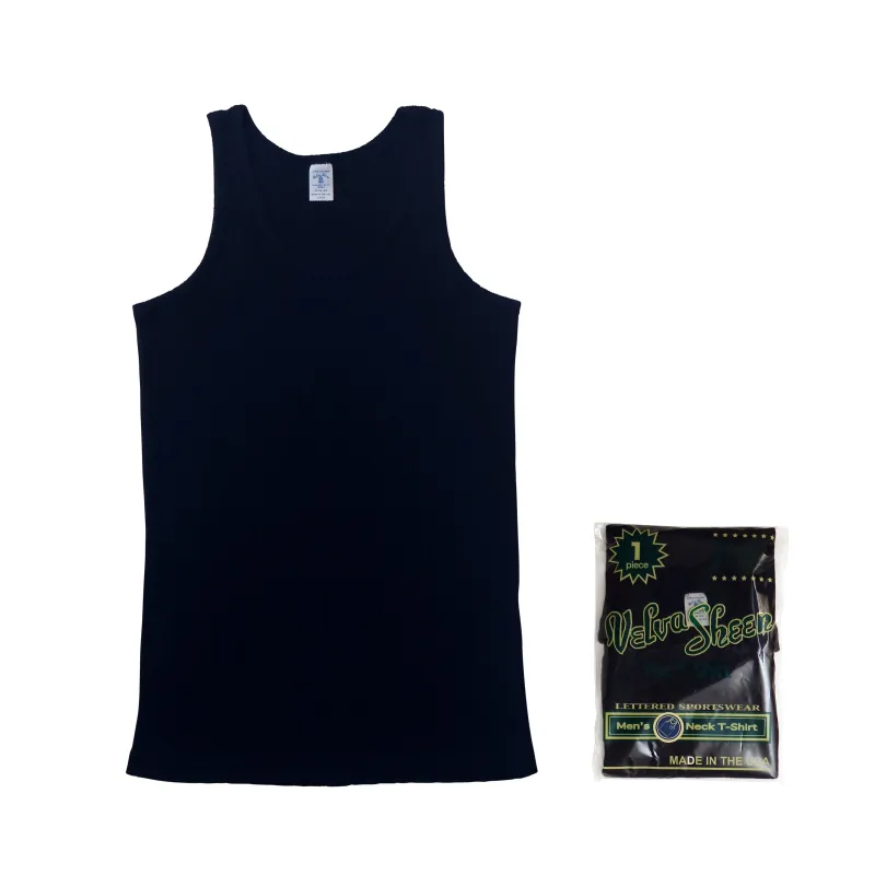 Classic 1 Pac Ribbed Tank / Black made by Velva Sheen