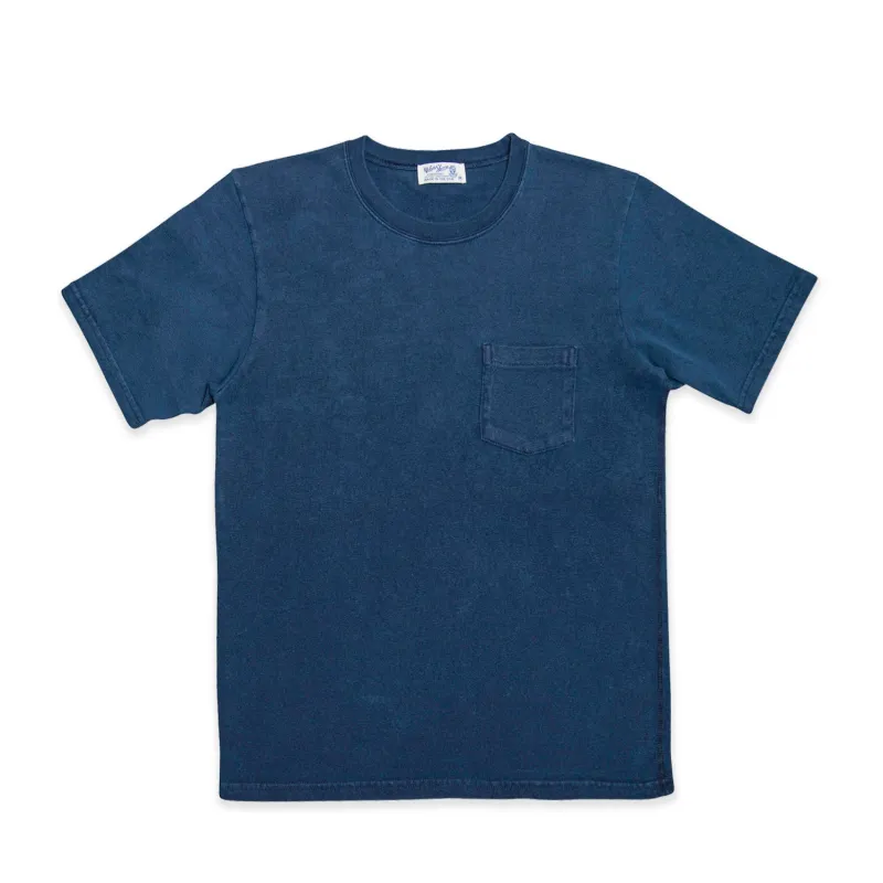 Heavy oz Pigment S/S C/N Tee w/Pkt / Navy made by Velva Sheen