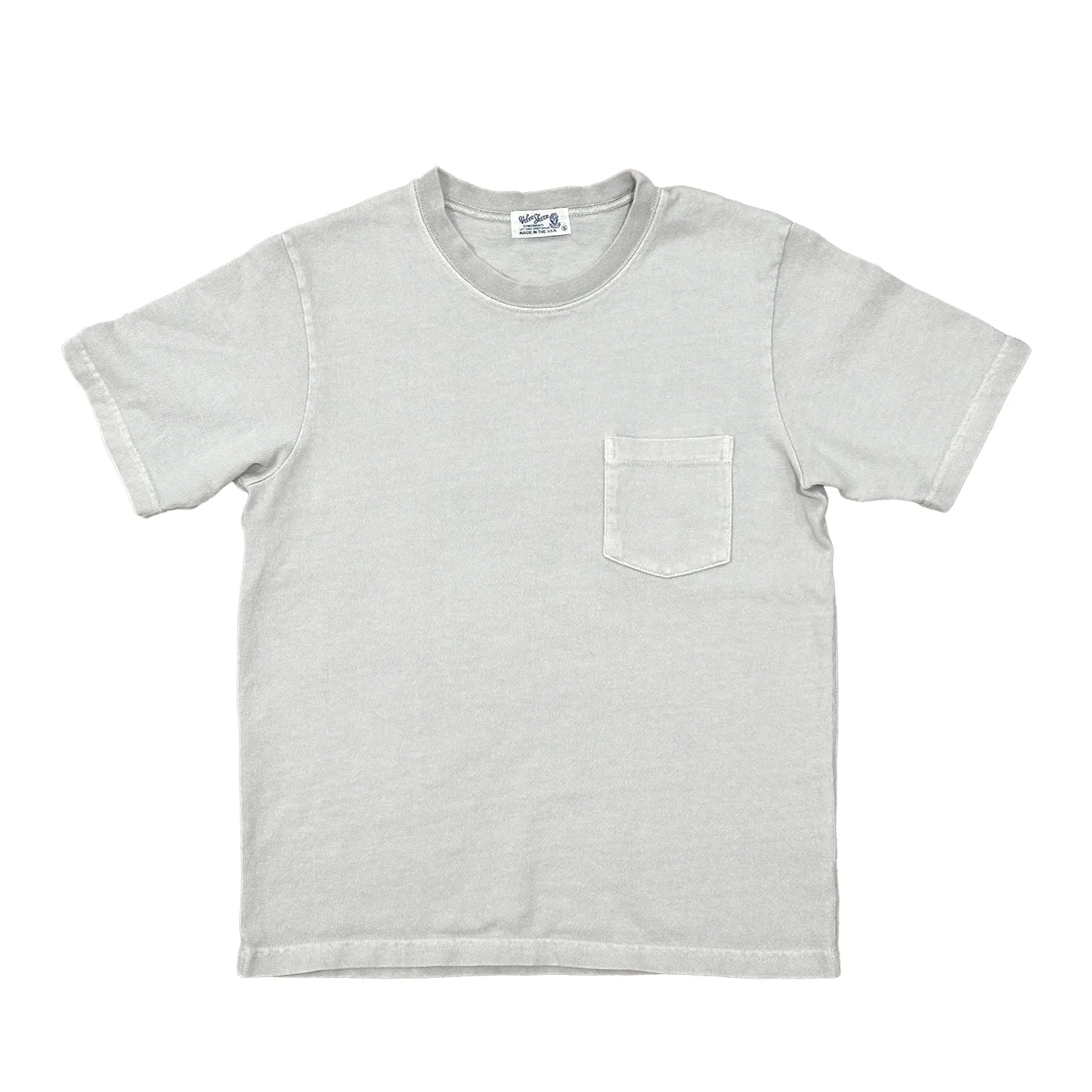 Heavy oz Pigment S/S C/N Tee w/Pkt / Lt. Grey sold by Velva Sheen