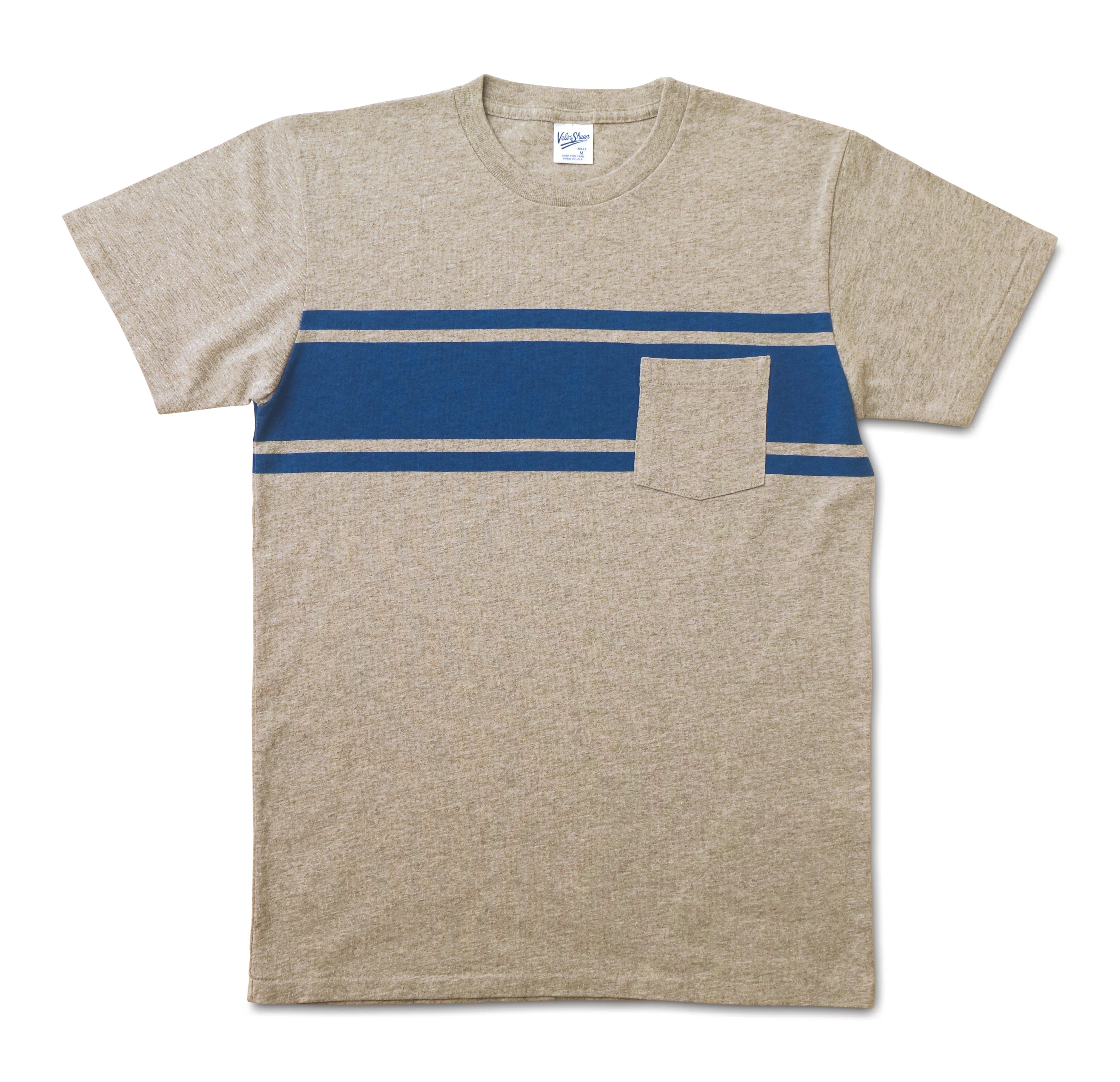 College Stripe Tee / H.Grey/Blue sold by Velva Sheen