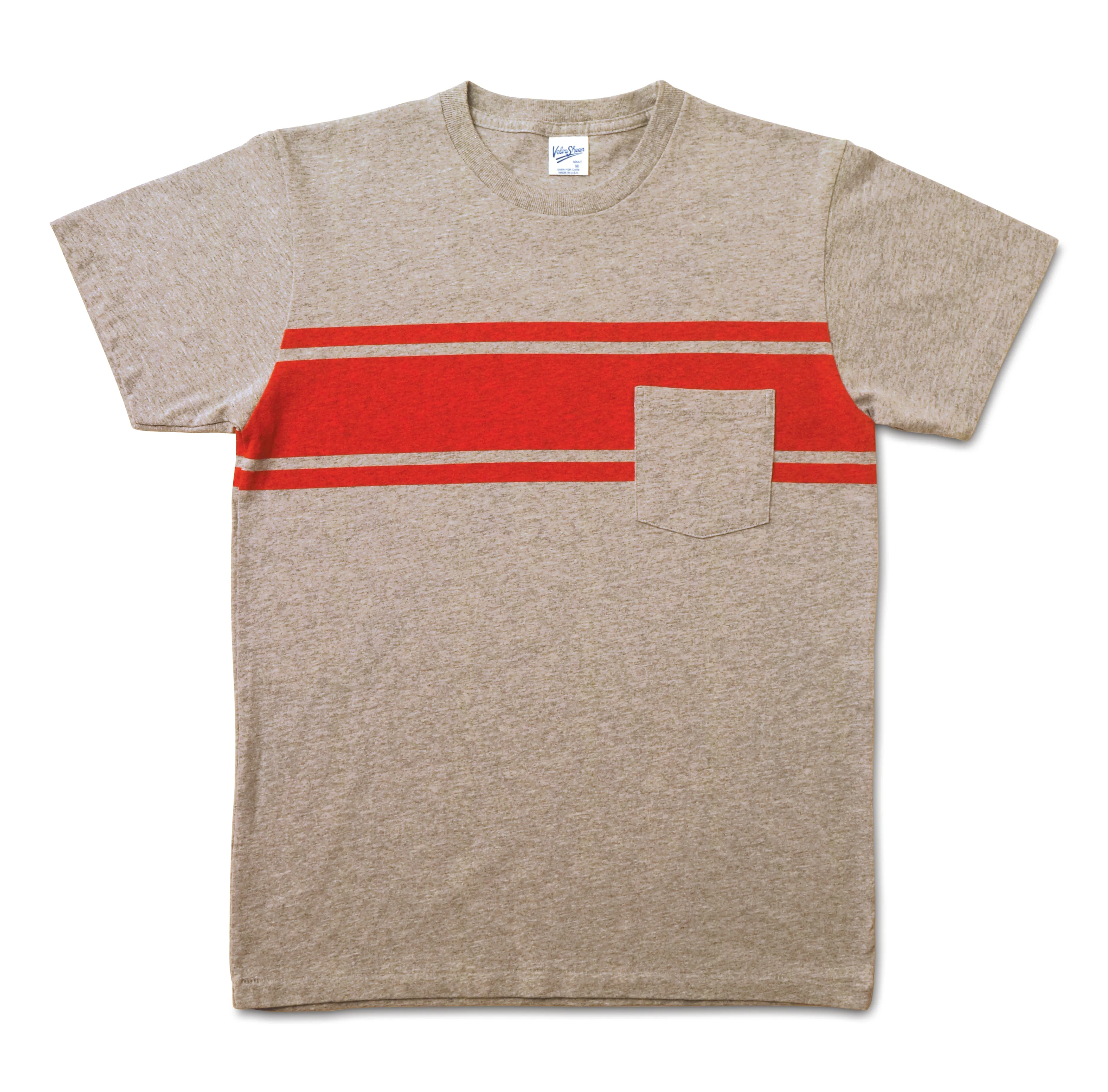 College Stripe Tee / H.Grey/Red sold by Velva Sheen