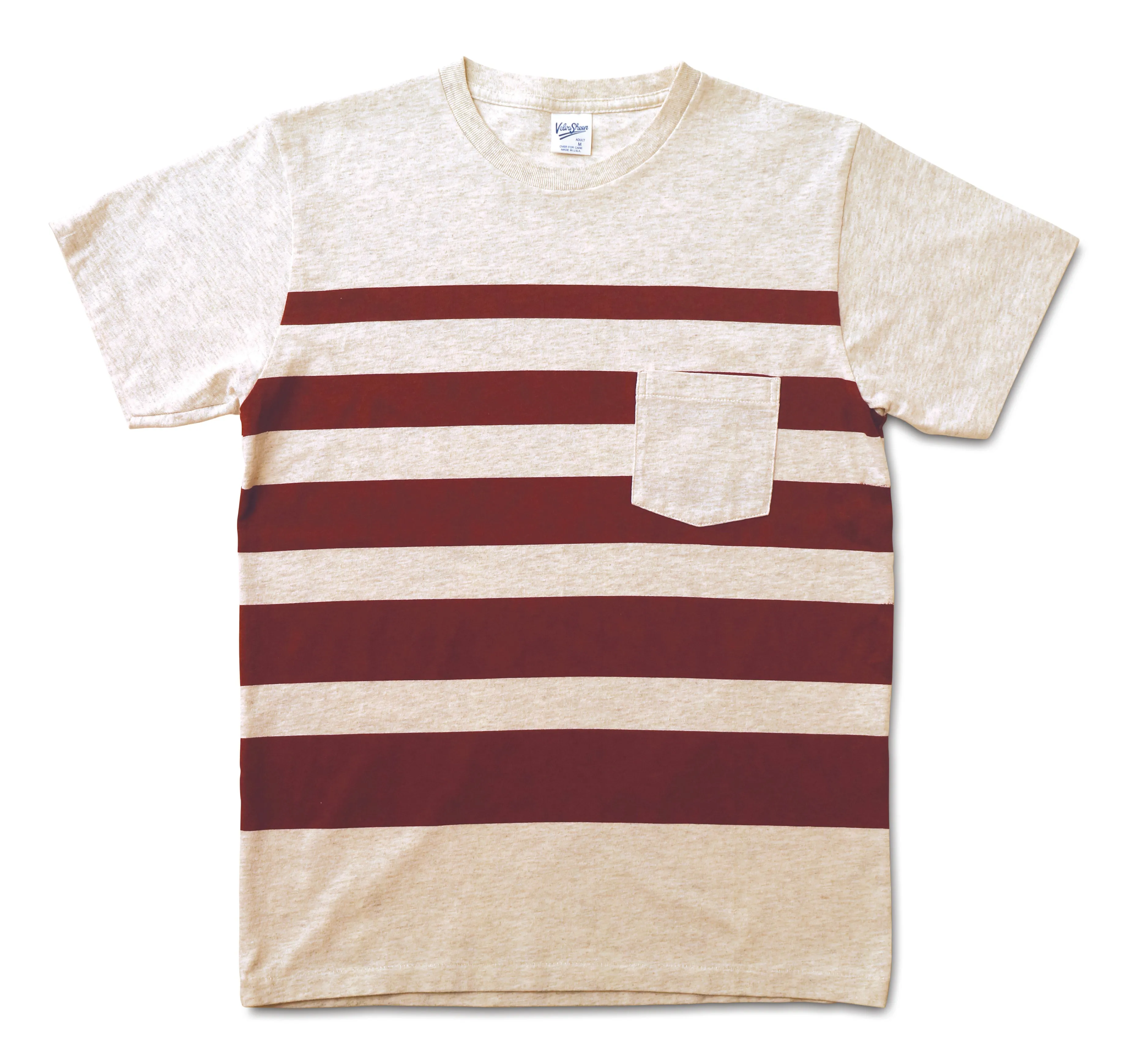 Wide Wave Stripe Tee / Oatmeal/Burgundy sold by Velva Sheen