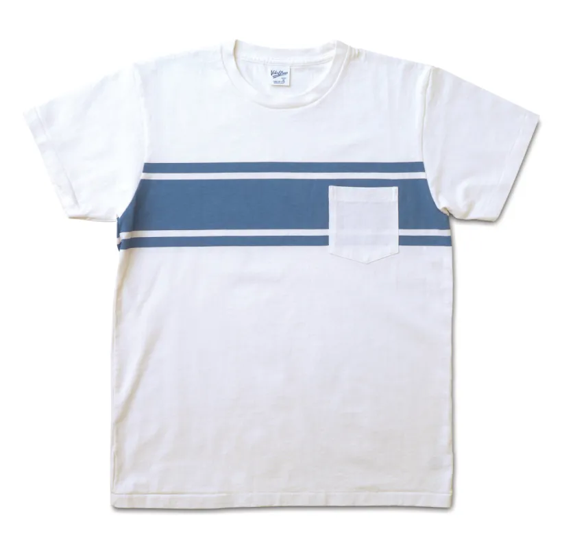 College Stripe Tee / White/Light Blue sold by Velva Sheen