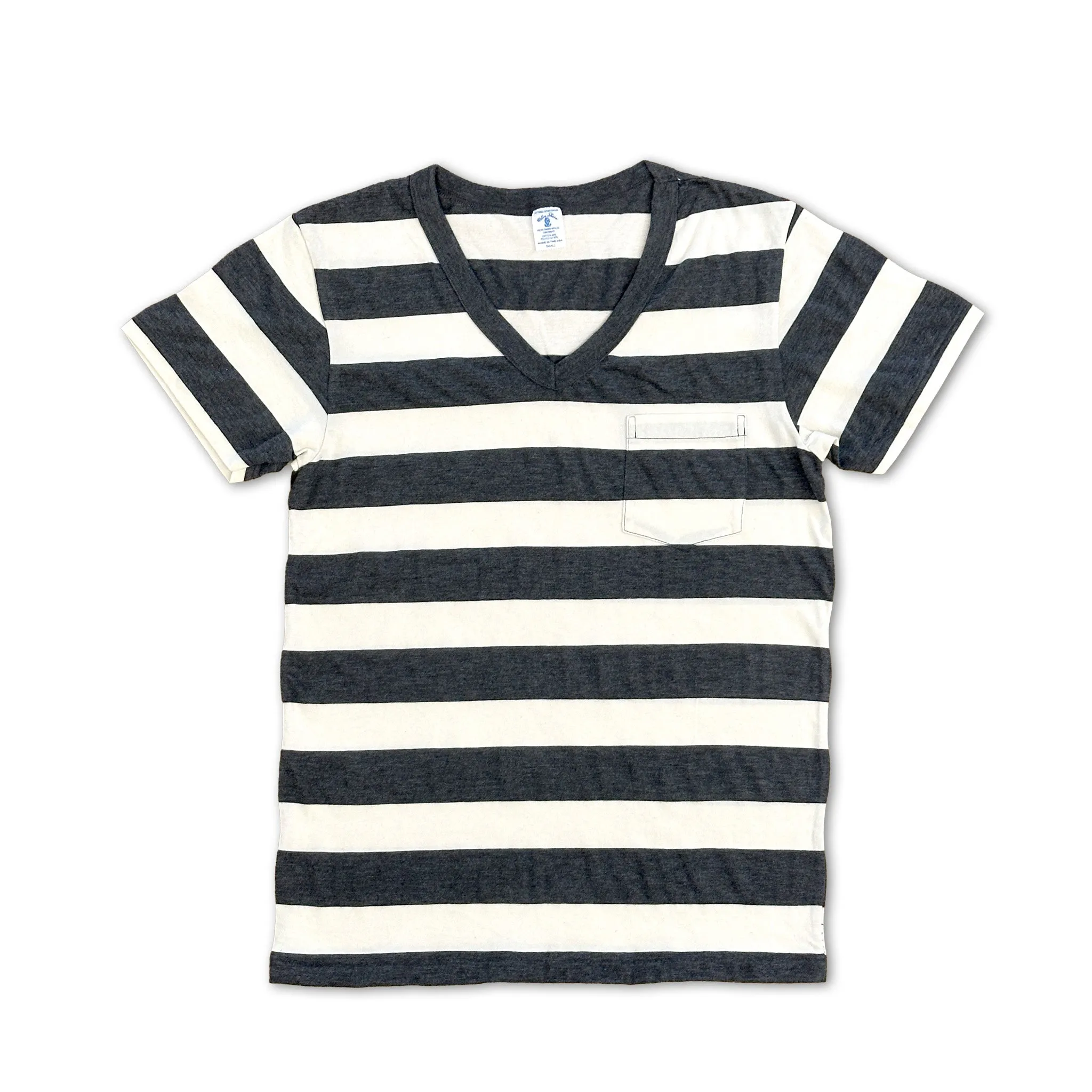 Big Stripe S/S V/N Tee w/PKT / O.White/Charcoal sold by Velva Sheen