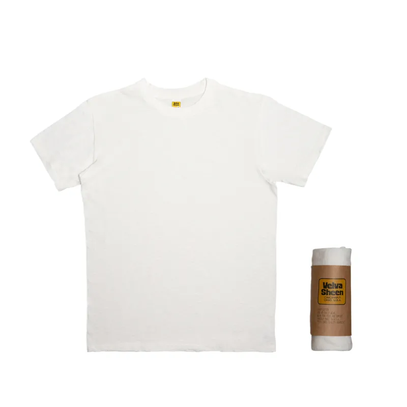 Rolled Short sleeve Crew neck Tee / White sold by Velva Sheen
