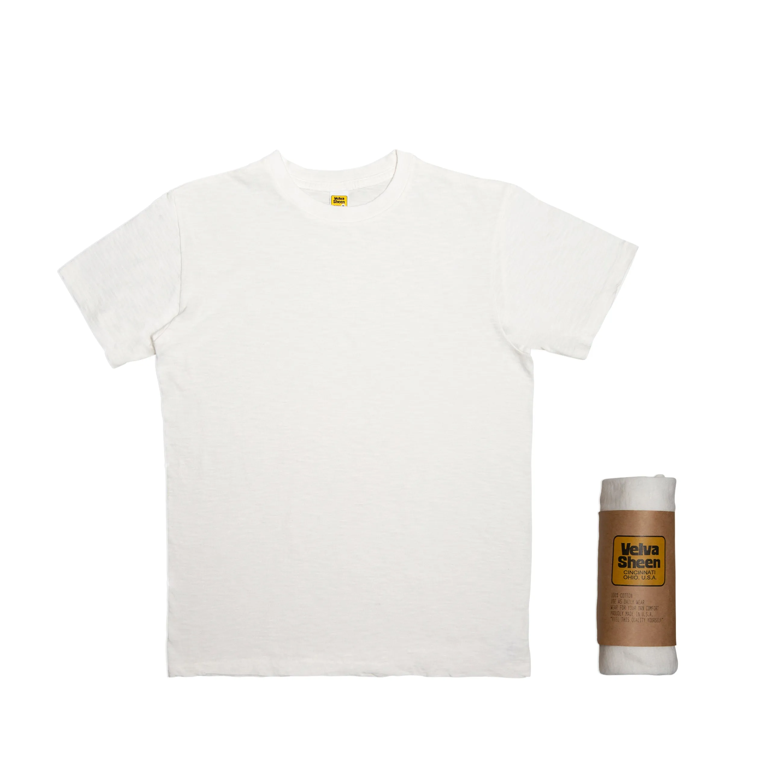 Rolled Short sleeve Crew neck Tee / White sold by Velva Sheen