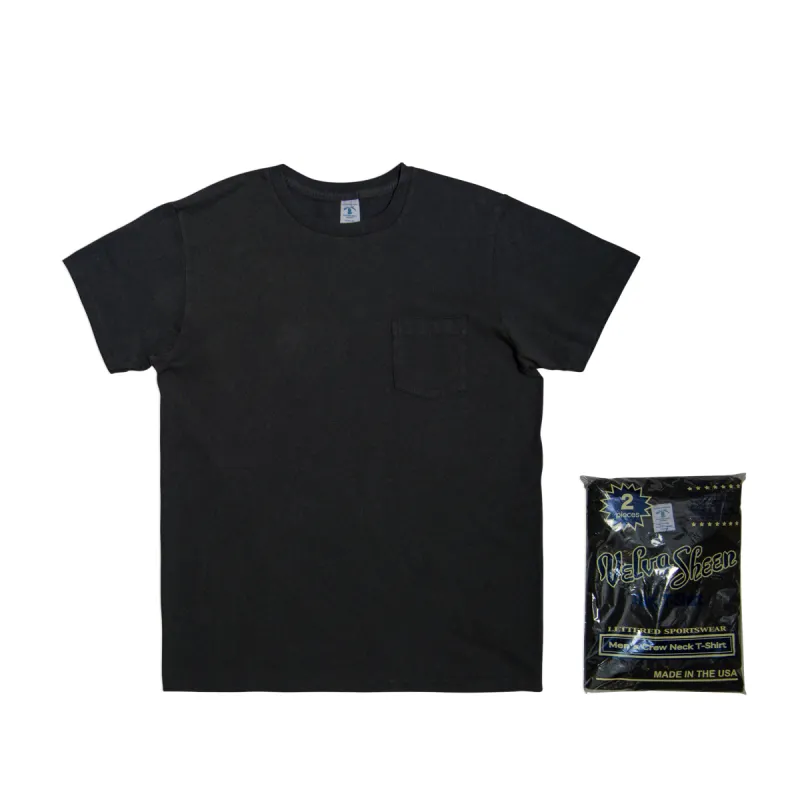 Short sleeve Crew neck Tee w/pocket (2 Shirts Pac) / Black sold by Velva Sheen