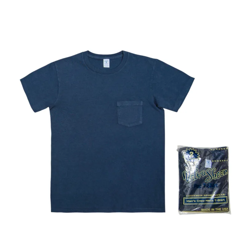 Short sleeve Crew neck Tee w/pocket (2 Shirts Pac) / Navy sold by Velva Sheen
