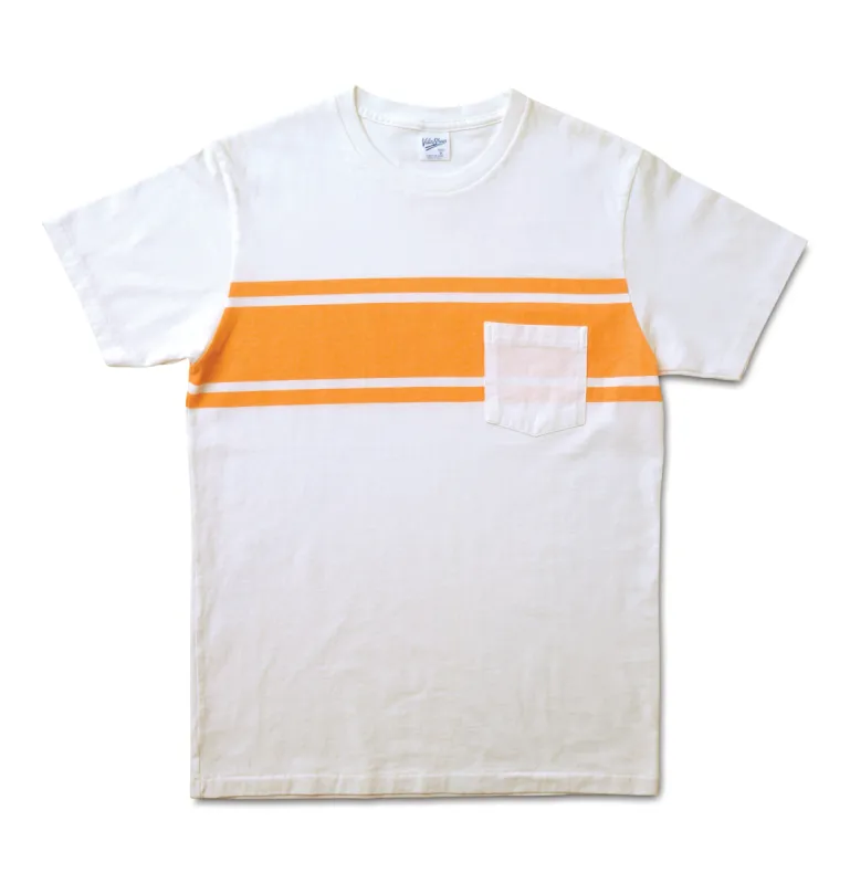 College Stripe Tee / White/Orange sold by Velva Sheen