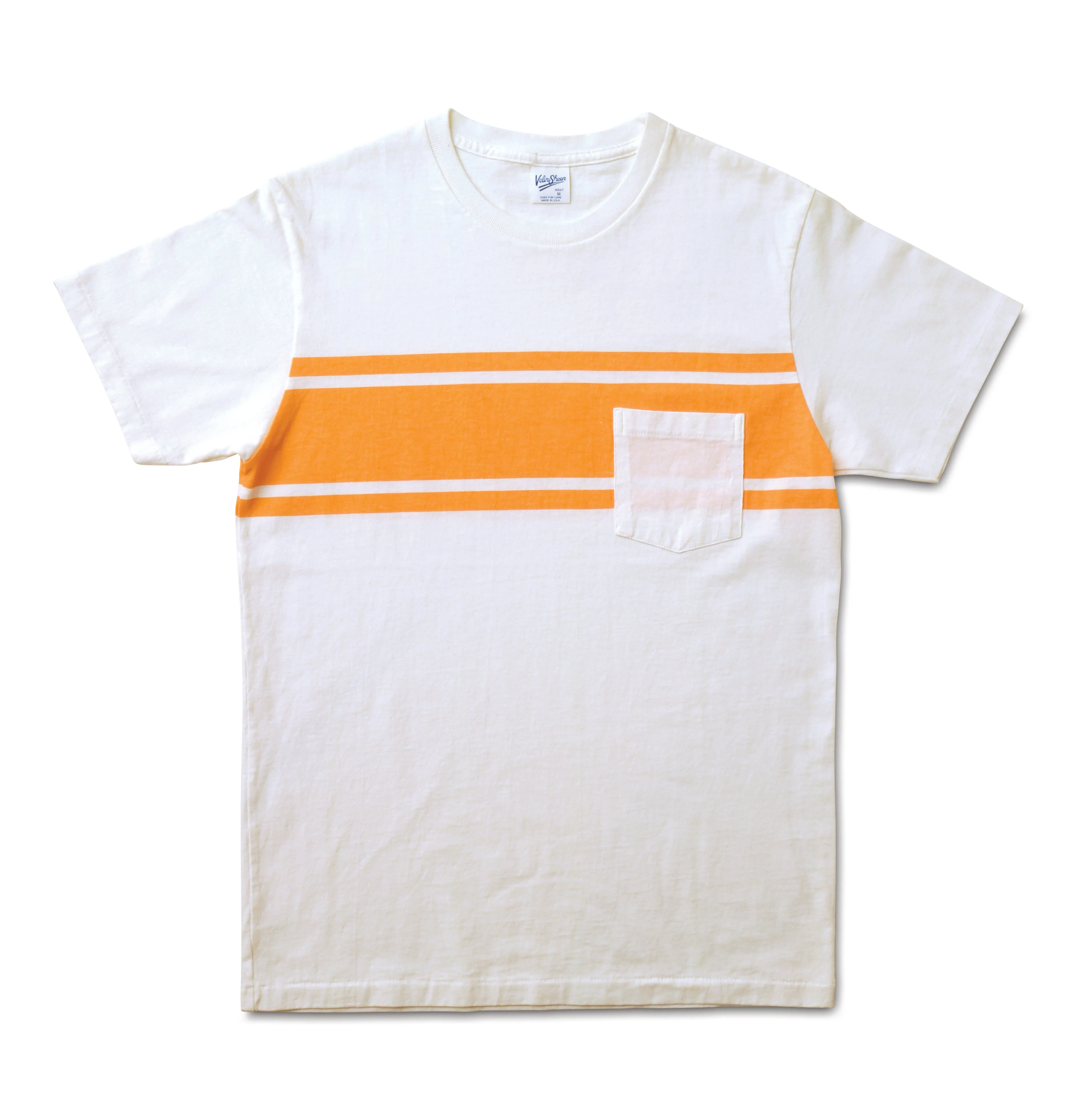 College Stripe Tee / White/Orange sold by Velva Sheen