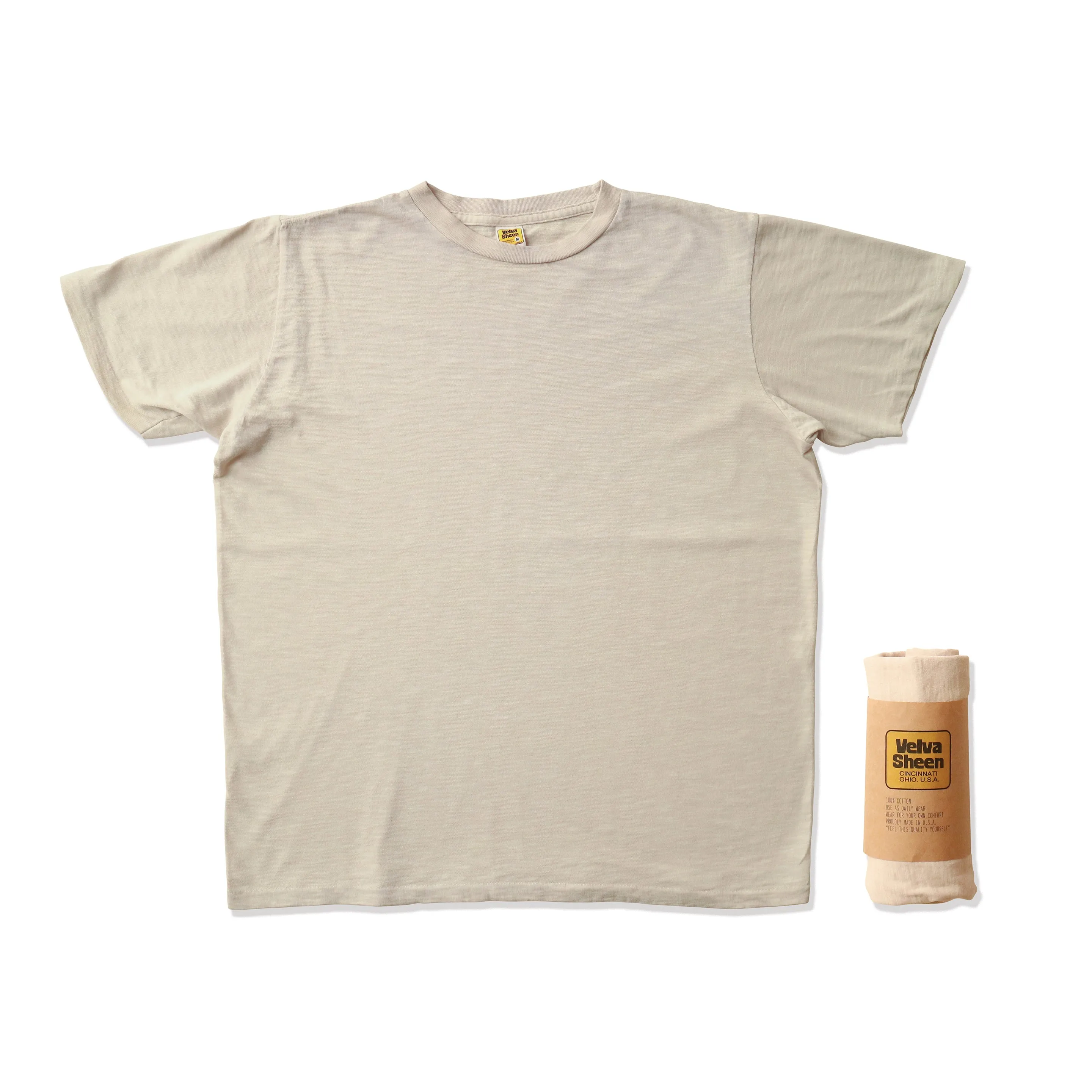 Rolled Short sleeve Crew neck Tee / Oatmilk sold by Velva Sheen