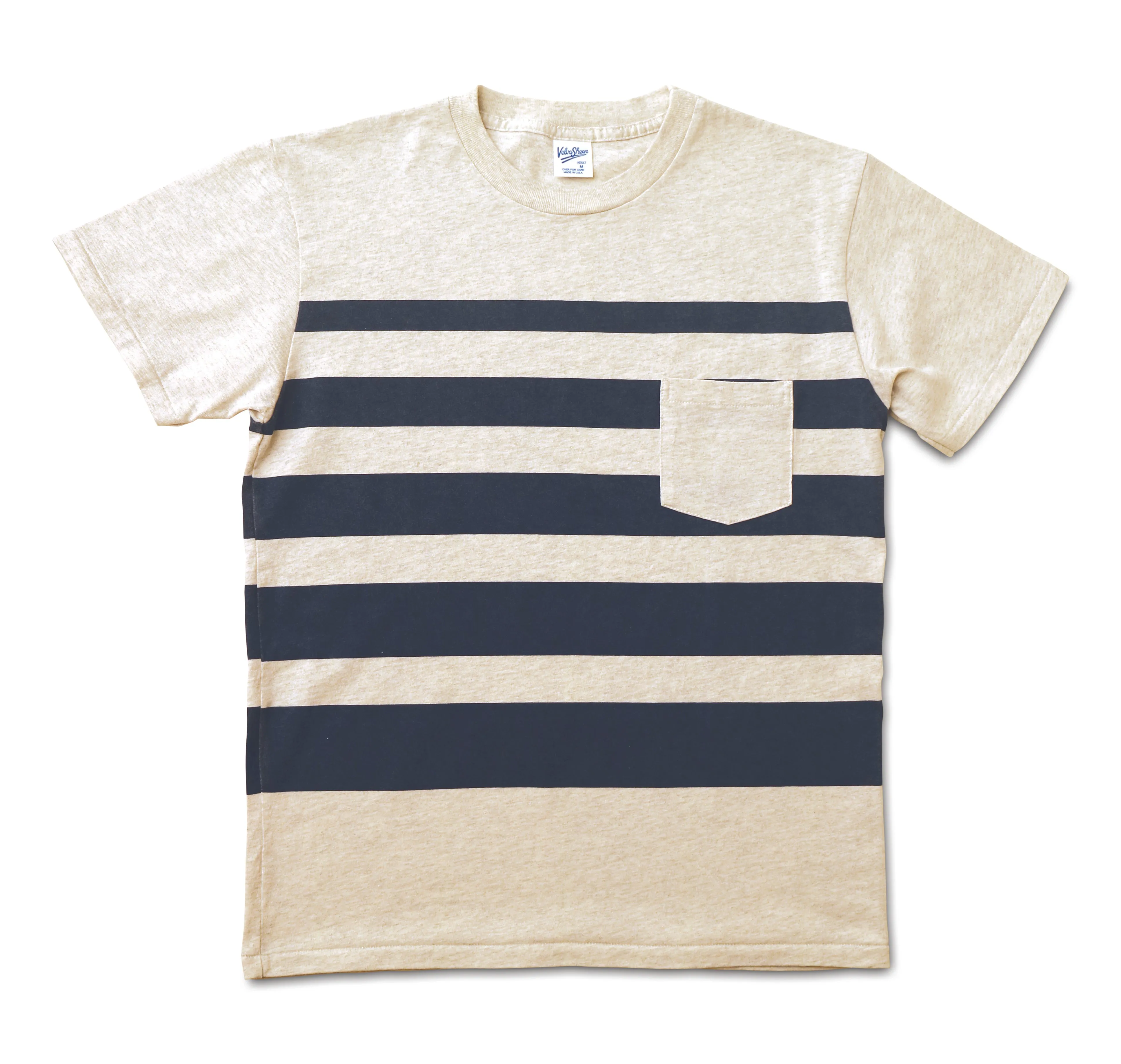 Wide Wave Stripe Tee / Oatmeal/Navy sold by Velva Sheen