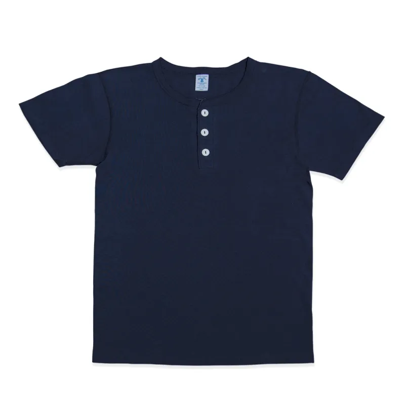 S/S Henley Tee / Navy sold by Velva Sheen
