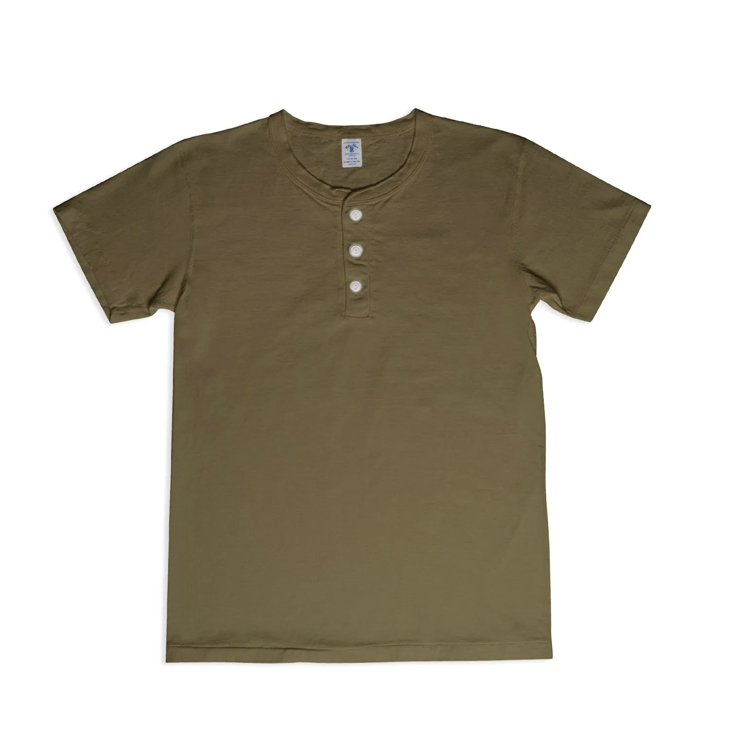 S/S Henley Tee / Olive Drab sold by Velva Sheen