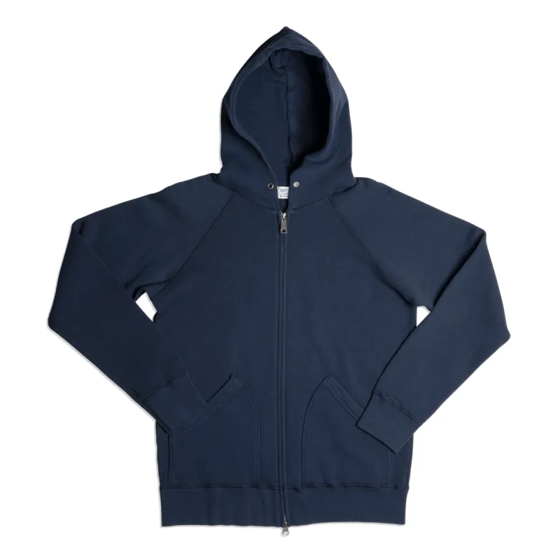 Hooded W-Zip Sweat / Navy made by Velva Sheen