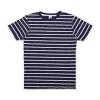 Uneven Stripe S/S C/N Tee / Navy/White sold by Velva Sheen