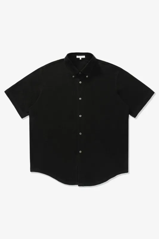 S/S PIQUE BUTTON DOWN - BLACK sold by Lady White Co.