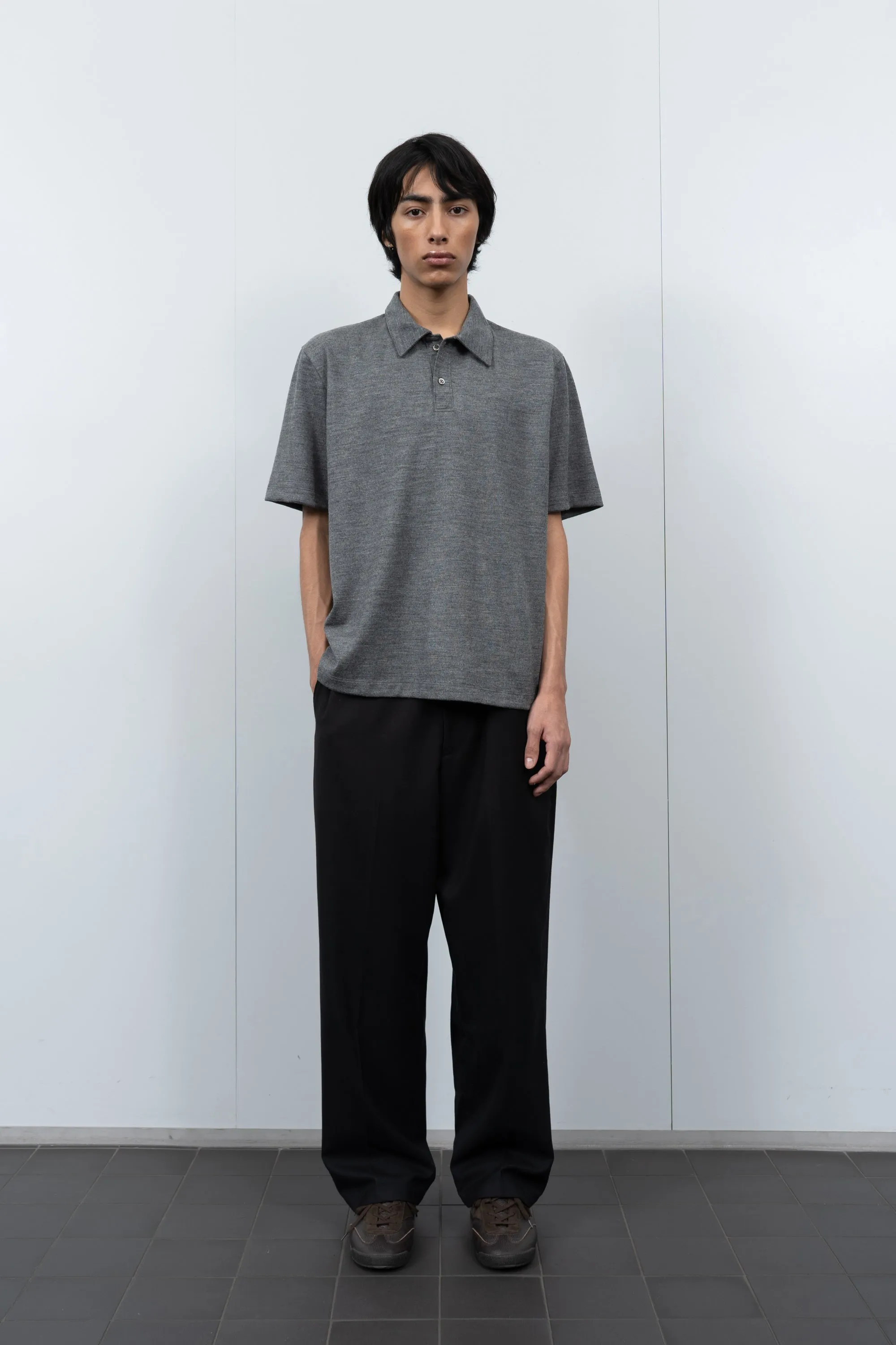 SUMMER WOOL POLO - GREY MELANGE sold by Lady White Co. product image thumbnail 2
