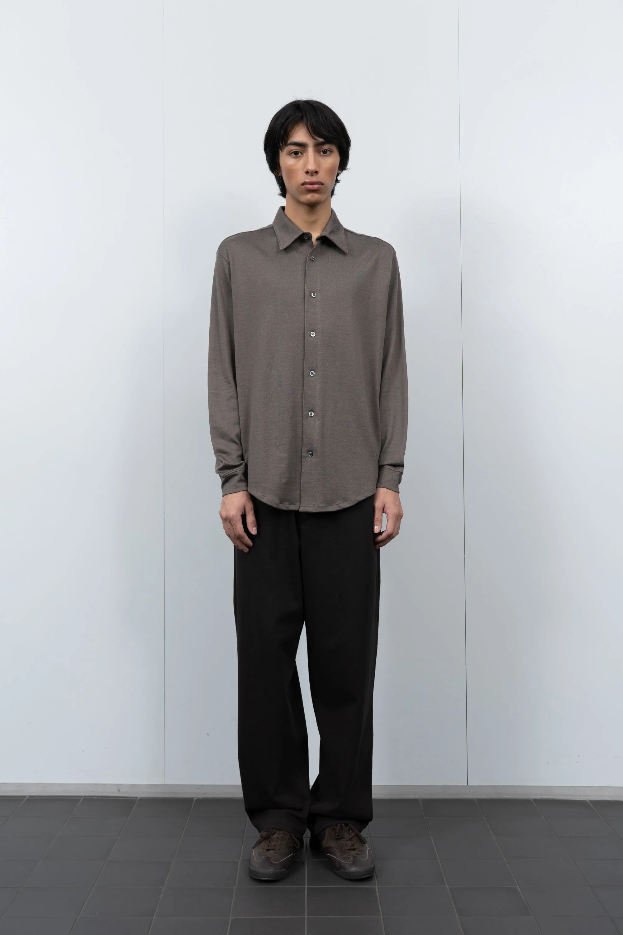 L/S JERSEY BUTTON DOWN - GREY OLIVE sold by Lady White Co. product image thumbnail 2