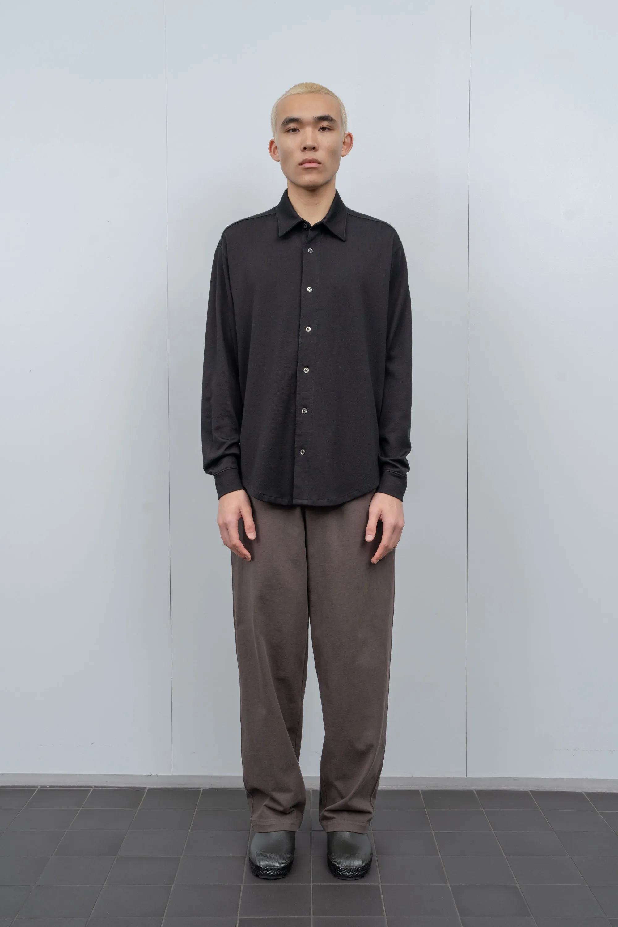 L/S JERSEY BUTTON DOWN - BLACK sold by Lady White Co. product image thumbnail 2