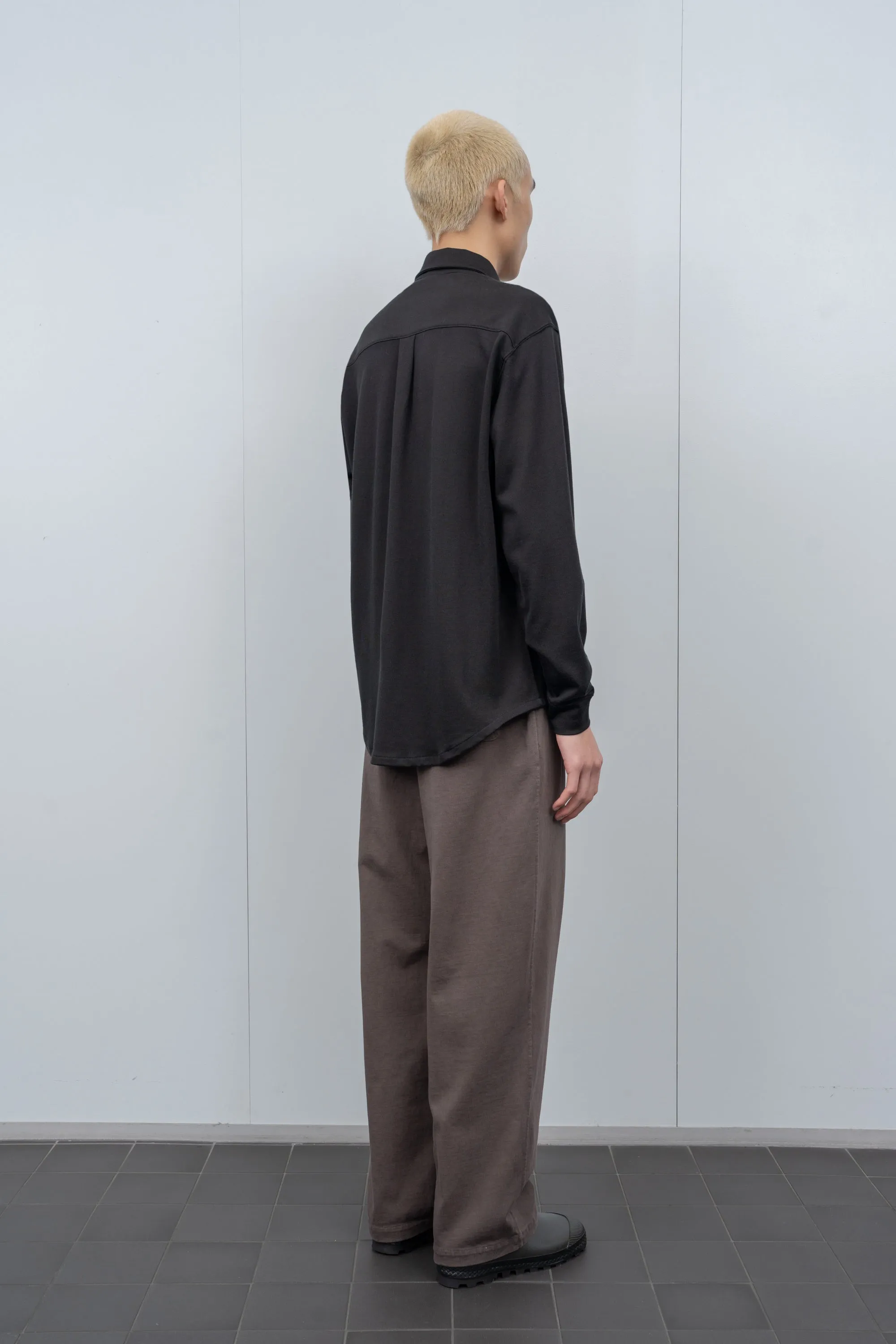 L/S JERSEY BUTTON DOWN - BLACK sold by Lady White Co. product image thumbnail 3